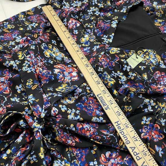 New SAM EDELMAN Black Mixed Floral Tiered Ruffle Wrap Maxi Dress Women's Sz 10 - Picture 10 of 12